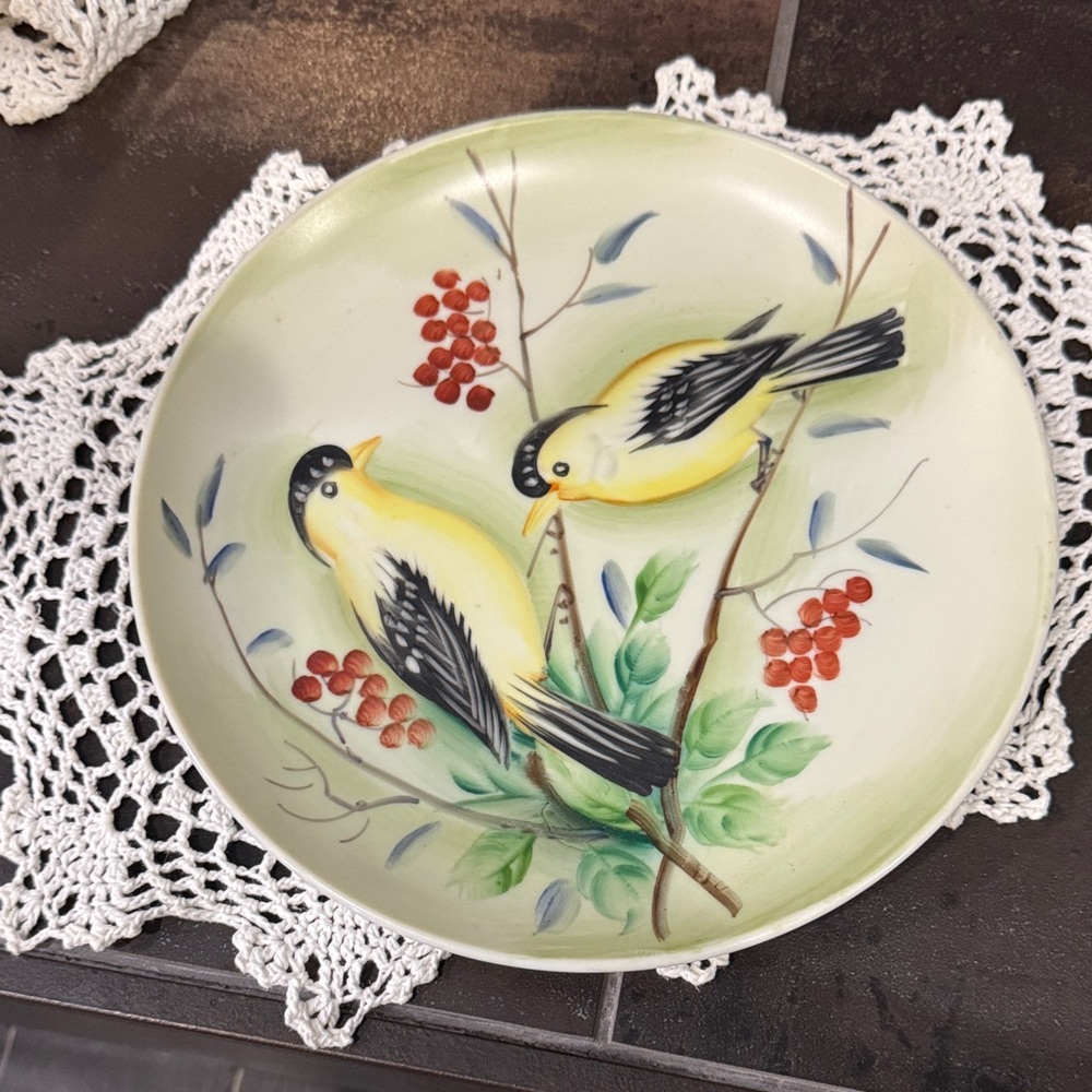 Antique Lefton Goldfinch plate